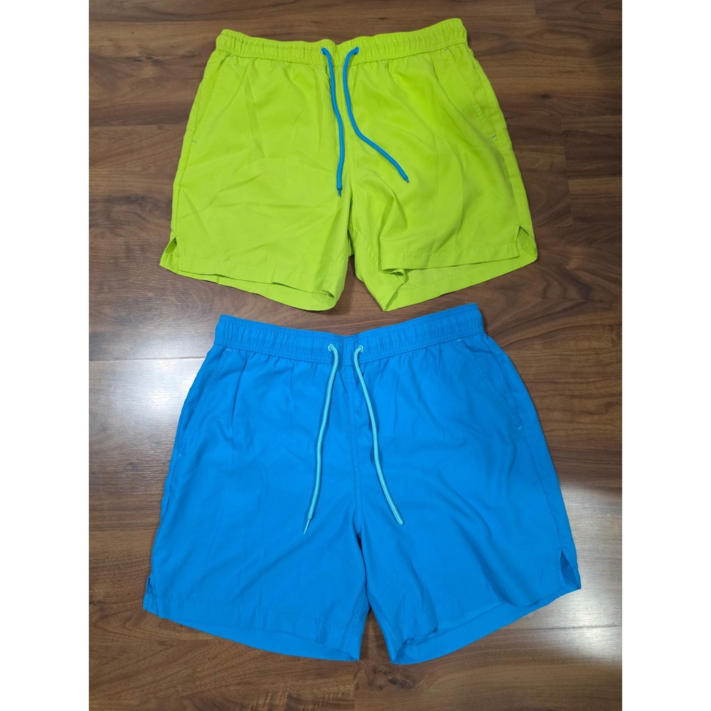 Excellent George Swim Trunks 2pk Size M Blue Green Mesh Lined Drawstring Shorts